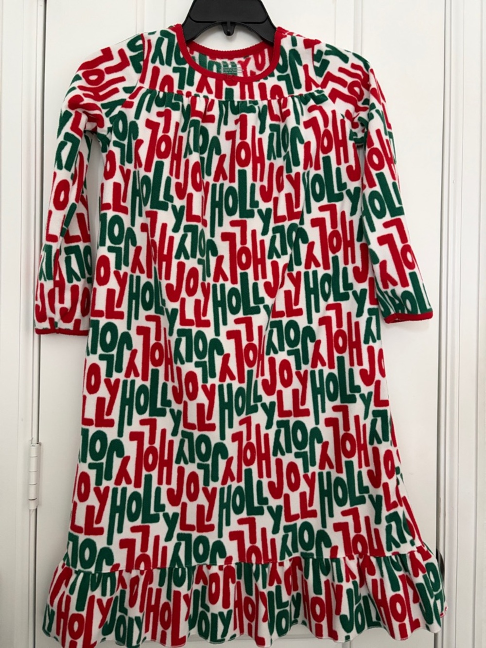Carter's Red Green White JOY Print Ruffle Hem Nightgown